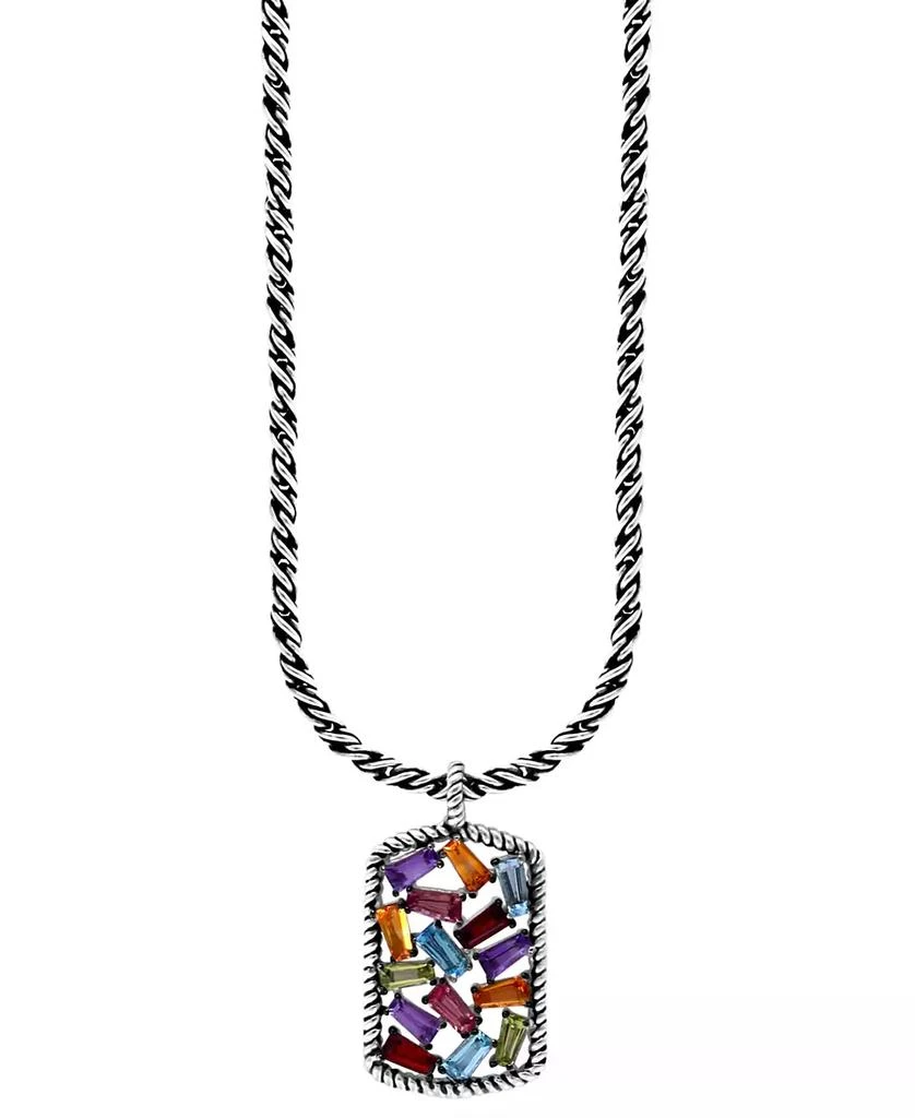 商品Effy|EFFY® Multi-Gemstone Scattered Cluster 18" Pendant Necklace (2-1/20 ct. t.w.) in Sterling Silver,价格¥1350,第1张图片