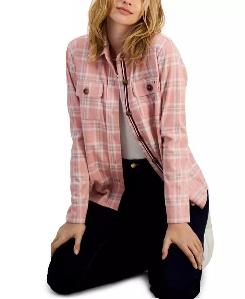 商品Tommy Hilfiger|Women's Collared Plaid Shirt Jacket,价格¥372,第4张图片详细描述