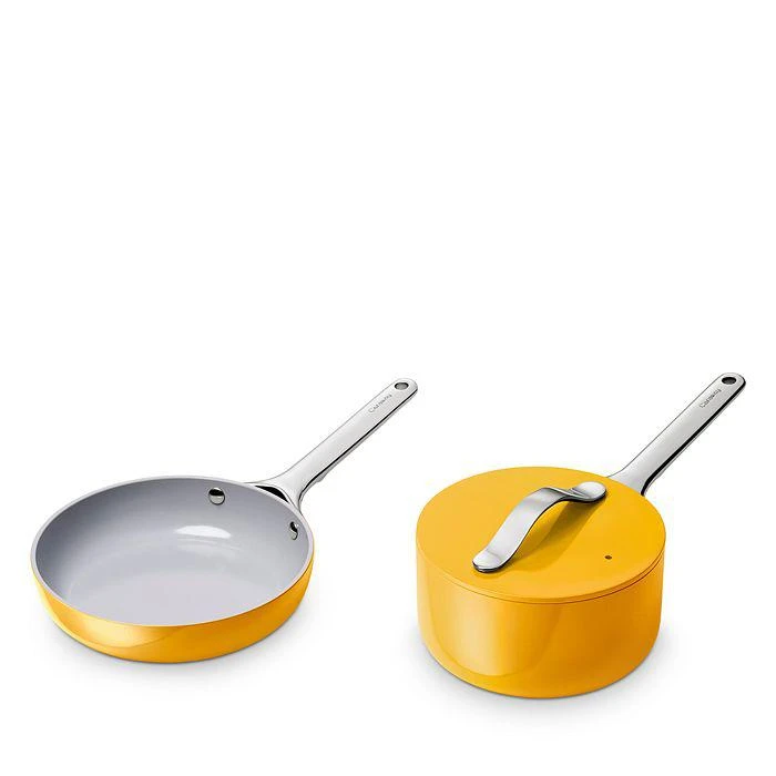 商品Caraway|Nonstick Ceramic Mini Fry Pan & Mini Sauce Pan Set with Rack,价格¥1514,第1张图片