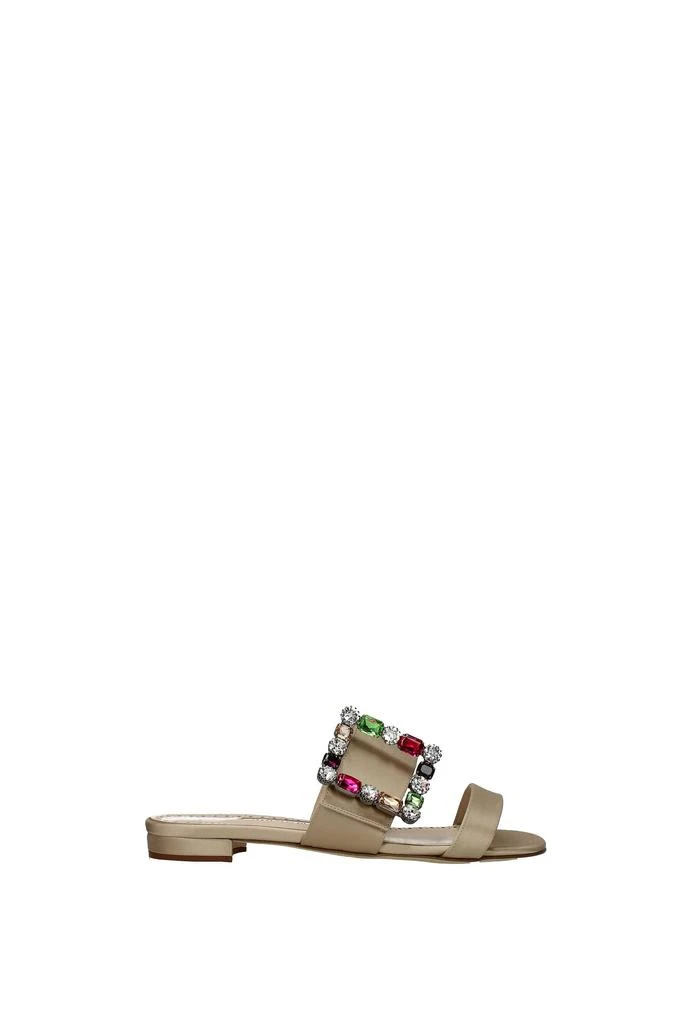商品Manolo Blahnik|Slippers and clogs Satin Beige Mud,价格¥2812,第1张图片