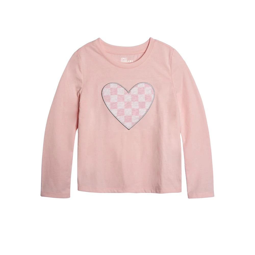 商品Epic Threads|Toddler Girls Checkered Heart Graphic T-Shirt, Created For Macy's,价格¥87,第1张图片