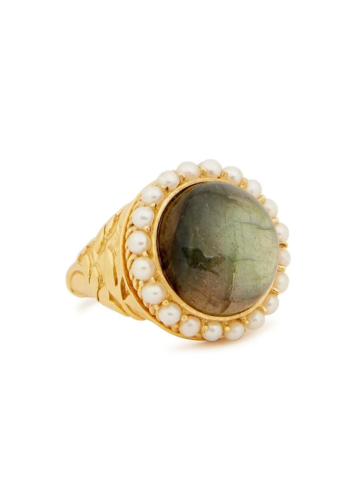 商品Missoma|X Harris Reed Labradorite 18kt gold-plated ring,价格¥1709,第1张图片