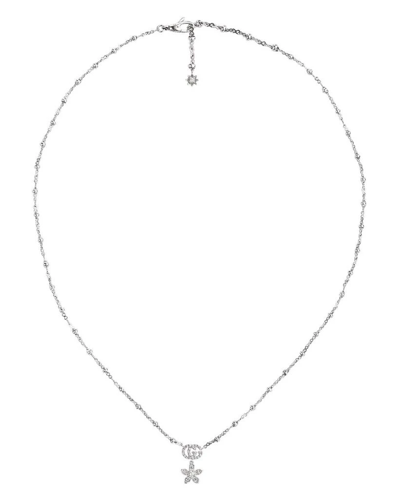 商品Gucci|18K White Gold Flora Diamond Pendant Necklace, 16.5",价格¥23563,第1张图片详细描述