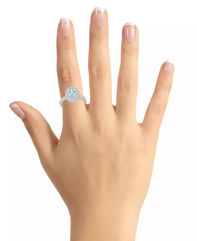 商品Macy's|Aquamarine and Diamond Halo Ring,价格¥12302,第2张图片详细描述