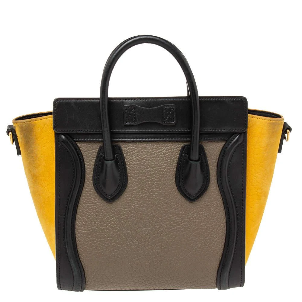 商品[二手商品] Celine|Céline Tri Colour Leather and Nubuck Nano Luggage Tote,价格¥8409,第4张图片详细描述