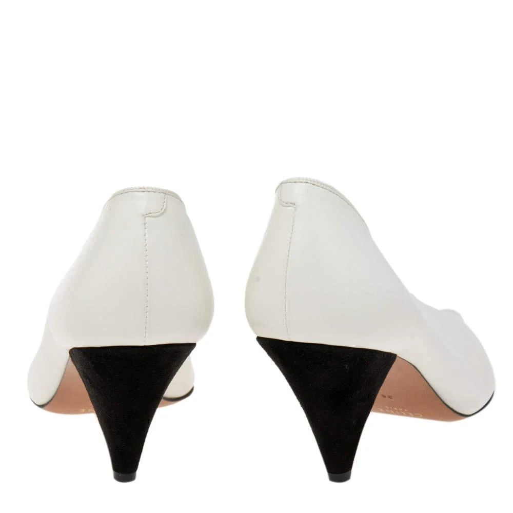 商品Celine|Celine Off-White Leather V Neck Pointed-Toe Pumps Size 38,价格¥1668,第5张图片详细描述