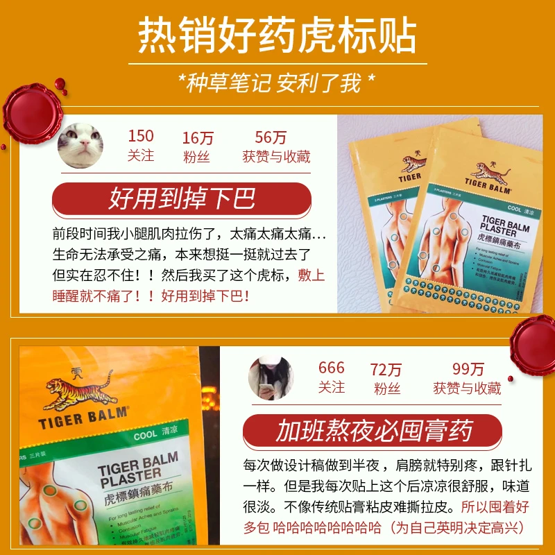 中国香港tiger balm虎标膏药贴清凉版27片 商品