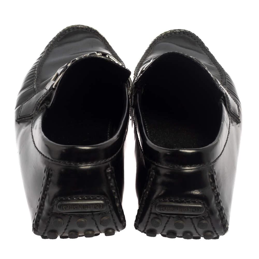 商品[二手商品] Louis Vuitton|Louis Vuitton Black Leather Hockenheim Slip On Loafers Size 43.5,价格¥1572,第5张图片详细��描述