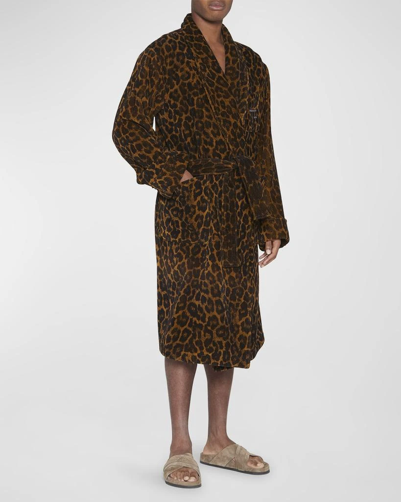 商品Tom Ford|Men's Leopard-Print TF-Logo Robe,价格¥4541,第1张图片
