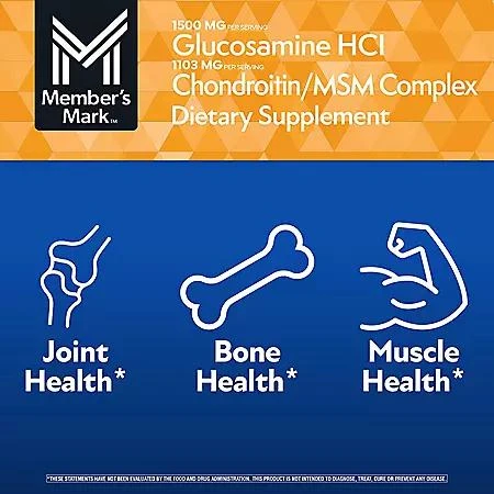 商品Member's Mark|Member’s Mark Glucosamine HCl and Chondroitin/MSM Complex Tablets, 220 ct.,价格¥166,第5张图片详细描述