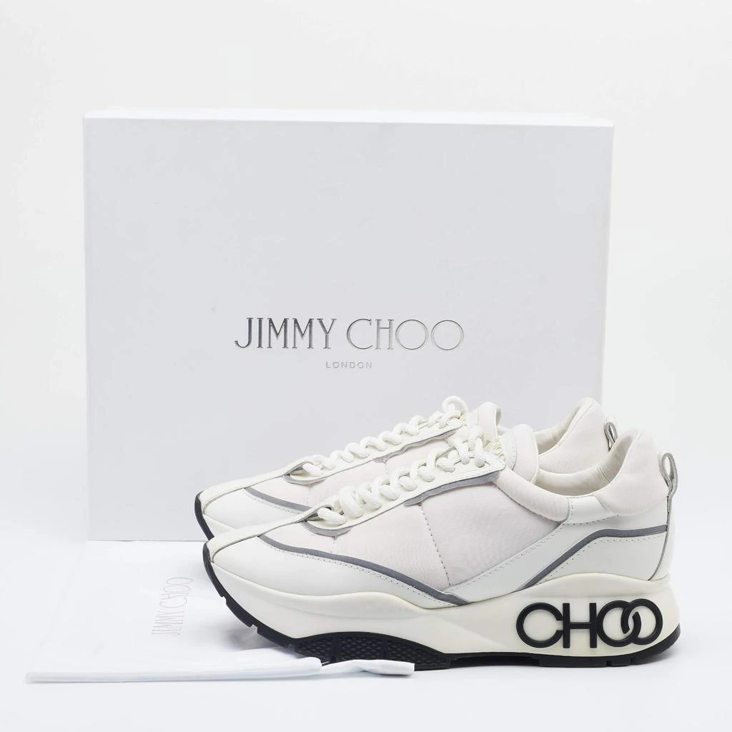 Jimmy Choo White/Grey Leather, Fabric And Neoprene Raine Low Top Sneakers Size 39 商品