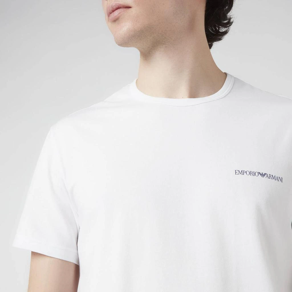 商品Emporio Armani|Emporio Armani Men's 2-Pack Stretch Cotton T-Shirts - White/Copy Blue,价格¥207,第4张图片详细描述