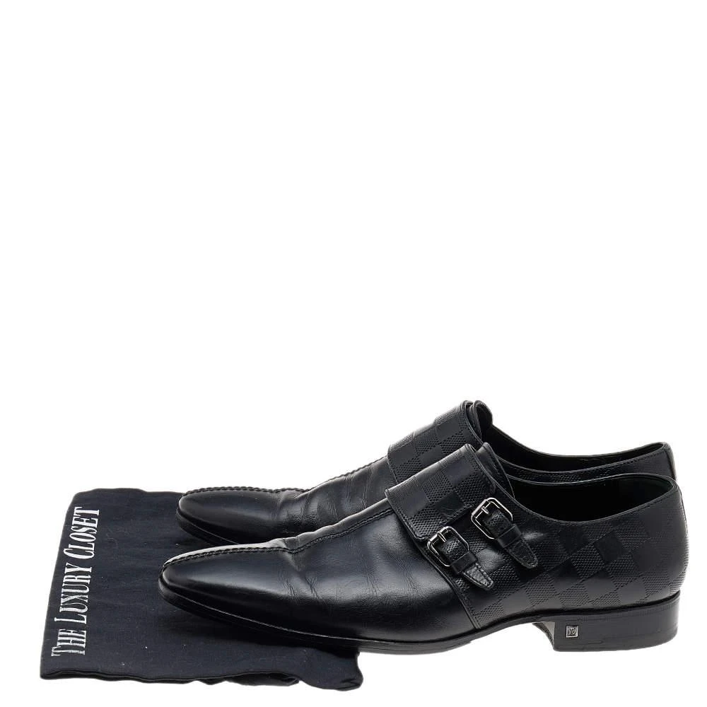 Louis Vuitton Black Leather Double Flap Slip On Loafers Size 41.5 商品