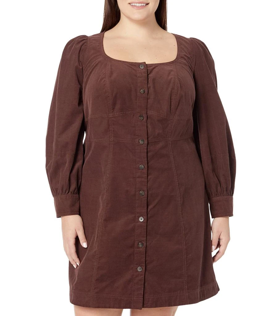 商品Madewell|Plus Esti Long Sleeve Seamed Retro Dress - Baby Corduroy,价格¥758,第1张图片