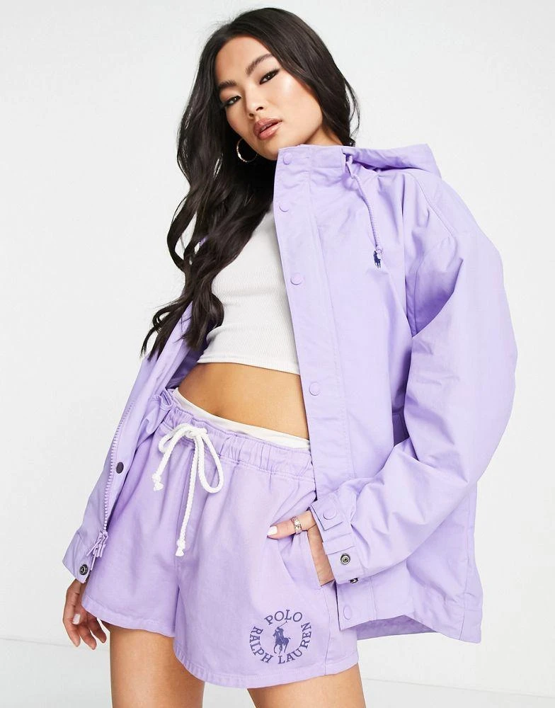 商品Ralph Lauren|Polo Ralph Lauren x ASOS exclusive collab nylon logo hooded jacket in lavender,价格¥1162,第4张图片详细描述