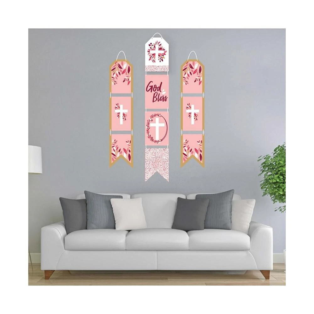 商品Big Dot of Happiness|Pink Elegant Cross - Vertical Paper Door Banners - Wall Kit - Indoor Door Decor,价格¥157,第2张图片详细描述