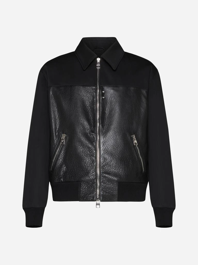 商品Alexander McQueen|Leather and fabric bomber jacket,价格¥12137,第1张图片