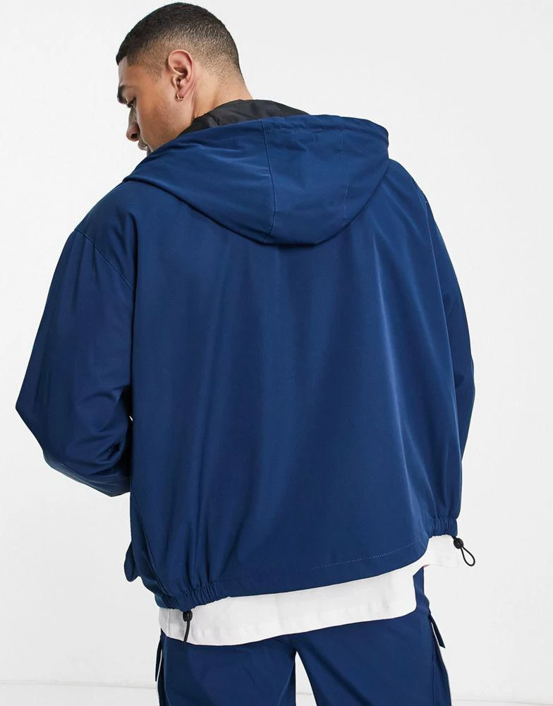 商品Topman|Topman hooded technical nylon jacket in blue co-ord,价格¥317,第3张图片详细描述