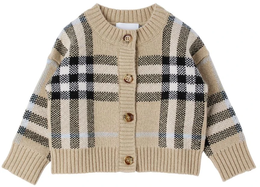 商品Burberry|Baby Beige Check Cardigan,价格¥3985,第1张图片