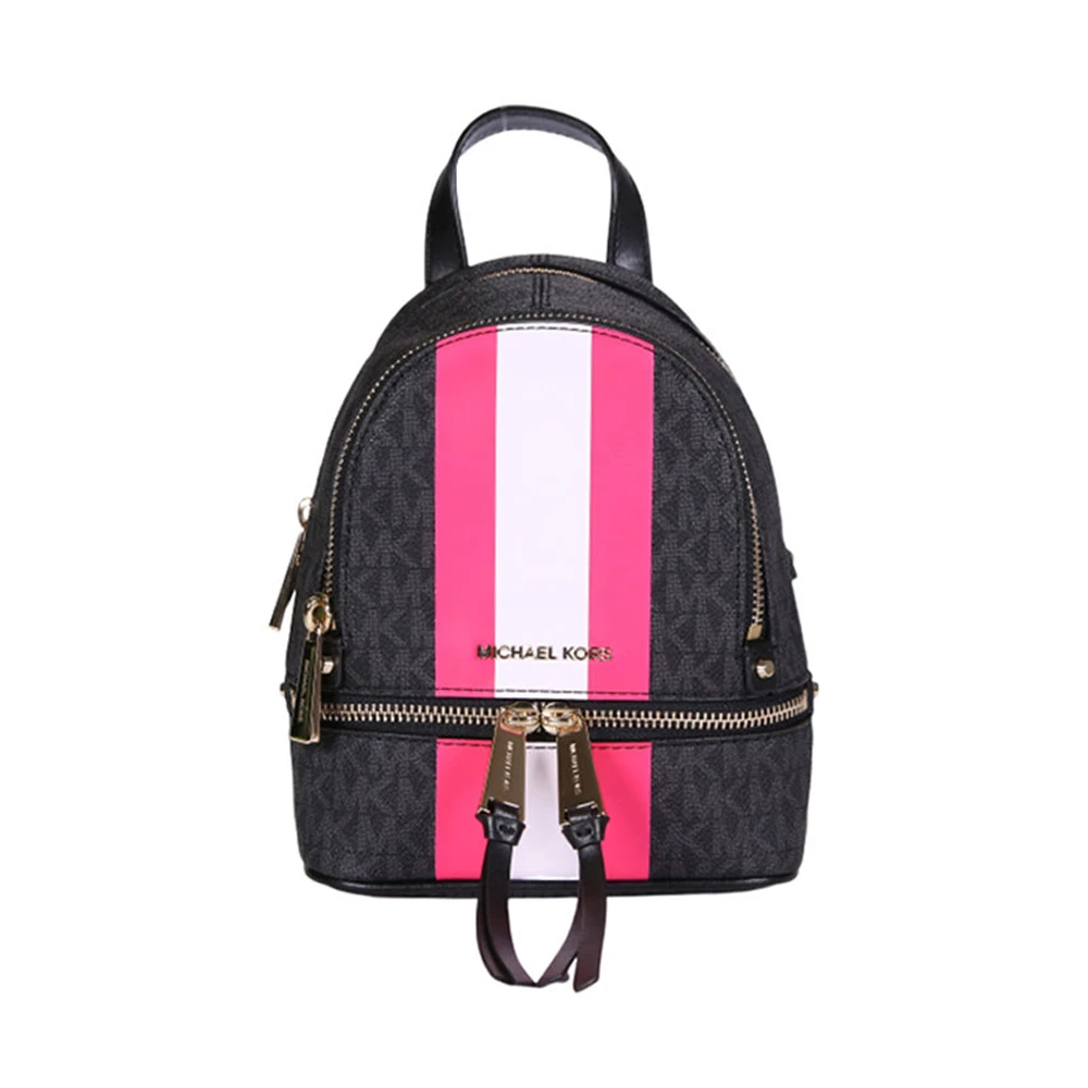 MICHAEL KORS 女士黑色拼粉白色字母双肩包 30T9LEZB1B-BLKNEONPINK 商品