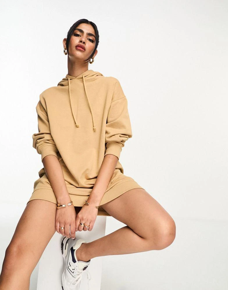 商品ASOS|ASOS DESIGN oversized hoodie sweatshirt mini dress in camel,价格¥244,第1张图片