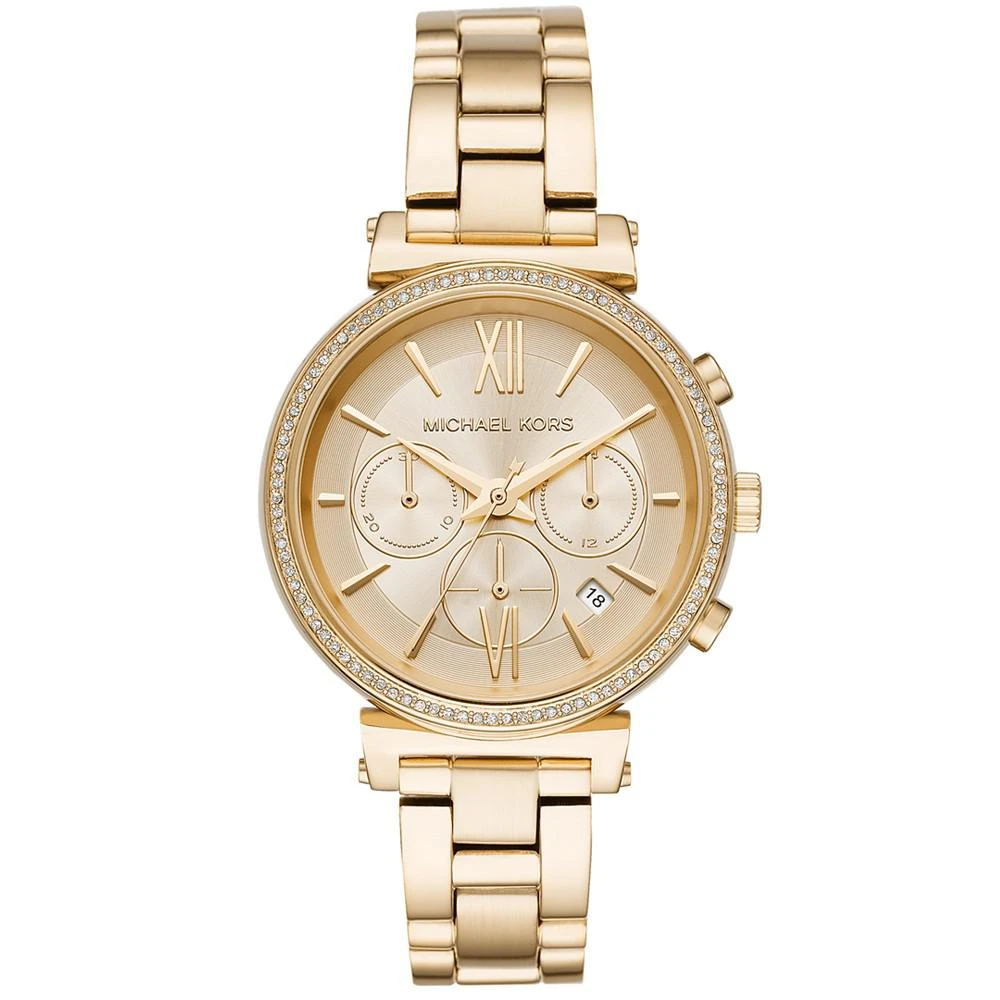 商品Michael Kors|Women's Chronograph Sofie Gold-Tone Stainless Steel Bracelet Watch 39mm,价格¥1167,第1张图片