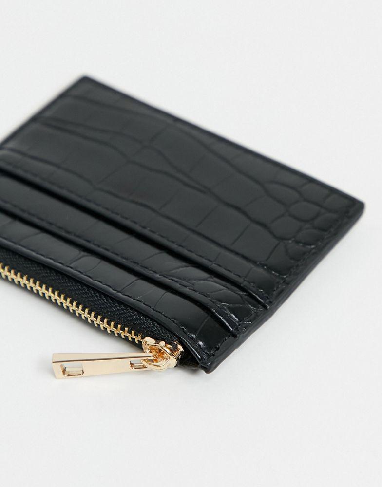 商品ASOS|ASOS DESIGN coin purse and cardholder in black croc,价格¥46,第5张图片详细描述