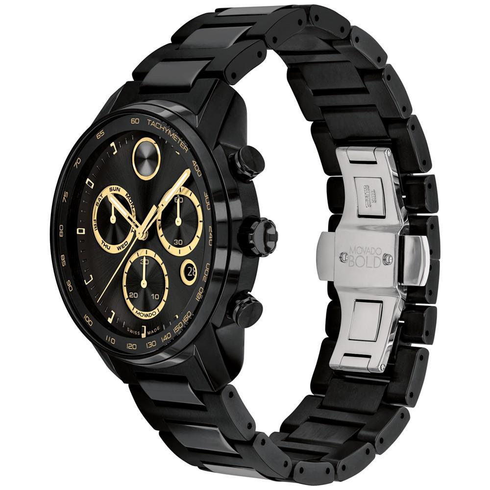 商品Movado|Men's Bold Verso Swiss Quartz Chronograph Ionic Plated Black Steel Bracelet Watch 44mm,价格¥7442,第4张图片详细描述