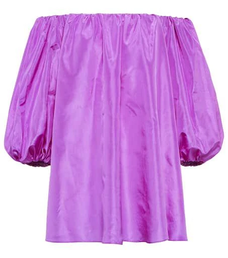 商品Valentino|Silk taffeta off-shoulder top,价格¥10904,第1张图片
