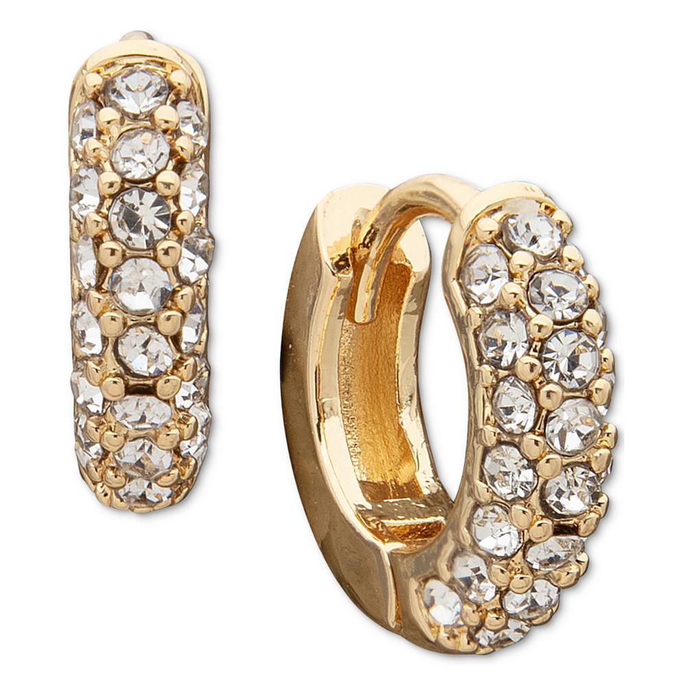 商品Anne Klein|Gold-Tone Pavé Crystal Huggie Hoop Earrings, 0.5",价格¥158,第1张图片