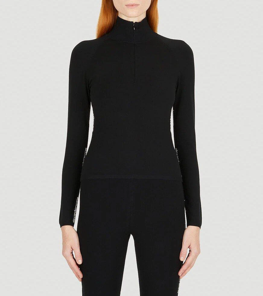 商品Alexander Wang|Alexander Wang Logo-Printed Highneck Zipped Top,价格¥1711,第1张图片