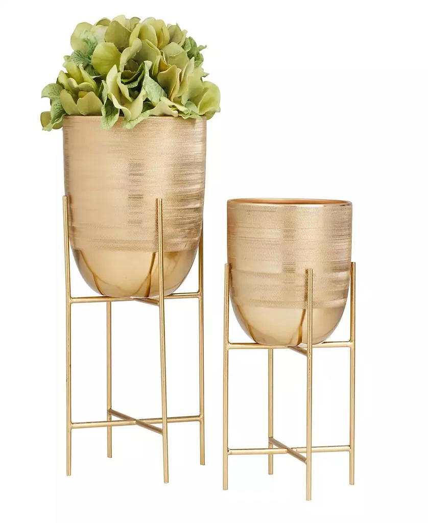 商品Rosemary Lane|Metal Planter with Removable Stand Set of 2,价格¥236,第1张图片