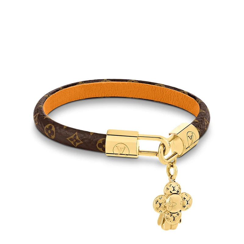Louis Vuitton/路易威登 VIVIENNE系列 米色/棕色老花帆布金色金属吉祥物造型吊饰手链M6773E 商品