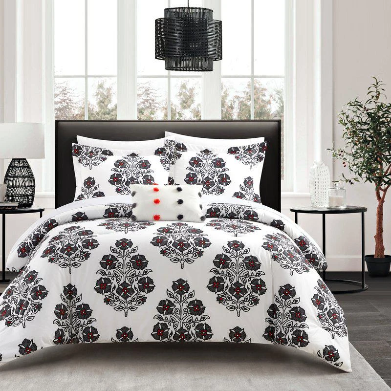 商品Chic Home Design|Riley 6 Piece Comforter Set Large Scale Floral Medallion Print Design Bed In A Bag Bedding TWIN XL,价格¥778,第1张图片