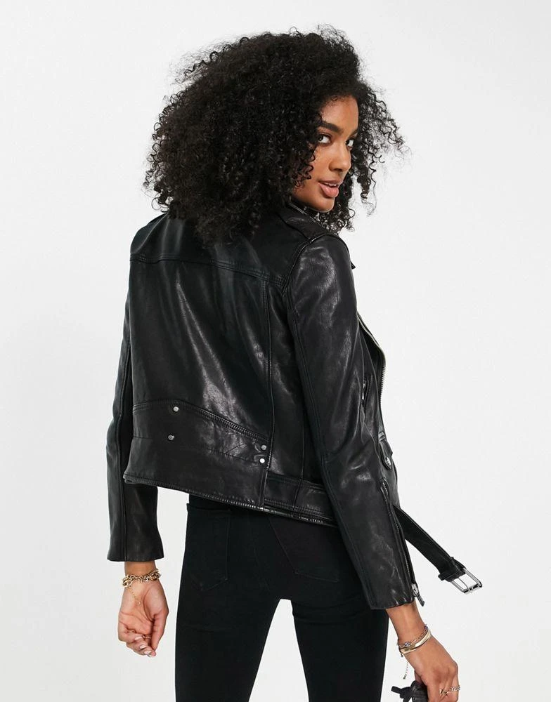 商品ALL SAINTS|AllSaints Luna oversized leather biker jacket in black,价格¥2765,第2张图片详细描述