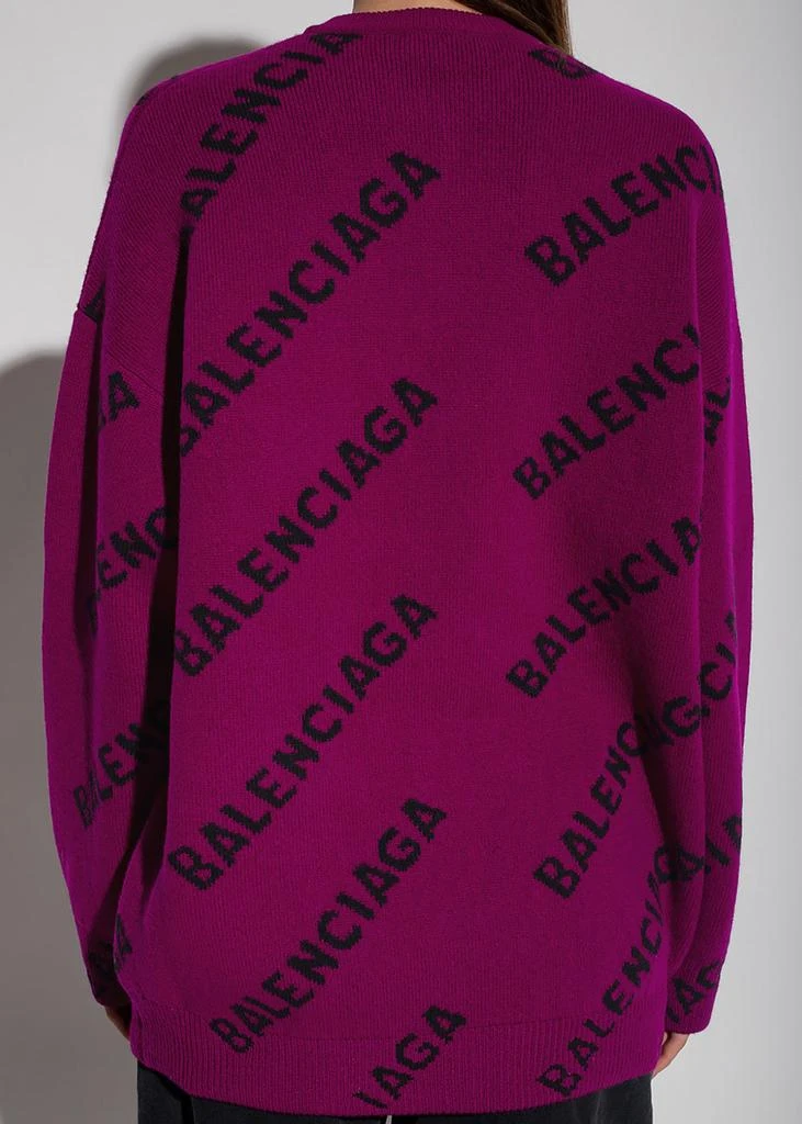 商品Balenciaga|BALENCIAGA Purple All Over Logo Sweater,价格¥6295,第3张图片详细描述