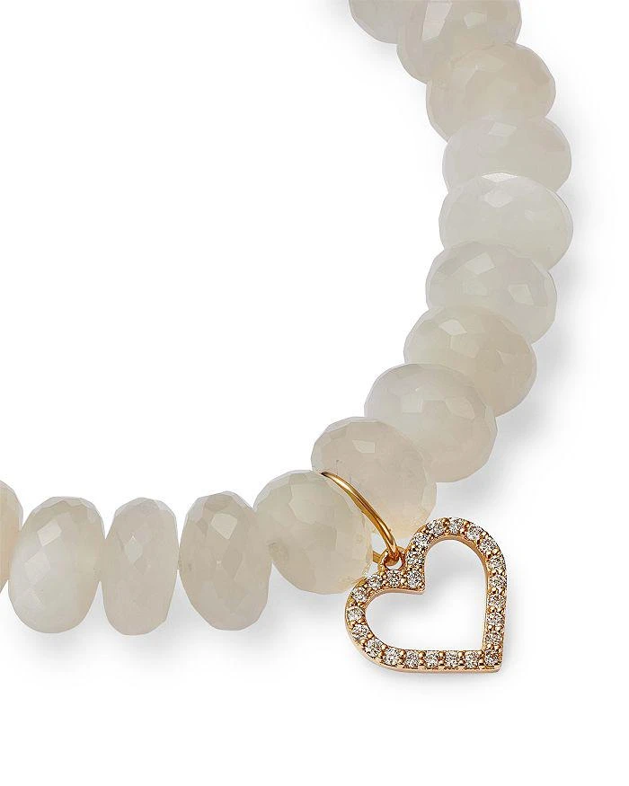 商品Sydney Evan|Diamond Open Heart Charm White Moonstone Beaded Bracelet,价格¥6656,第3张图片详细描述