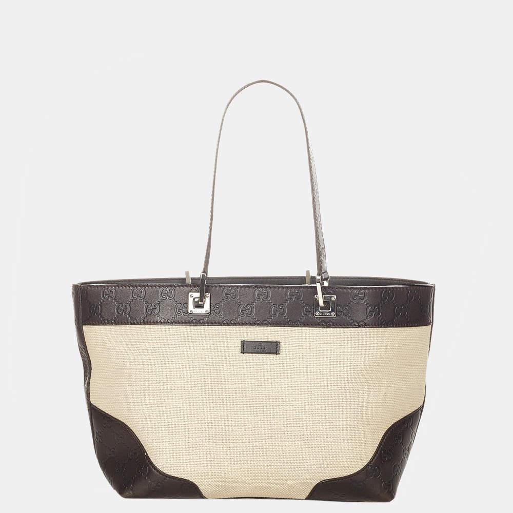 Gucci Beige/Black/Brown  Canvas Tote Bag商品第1张图片规格展示