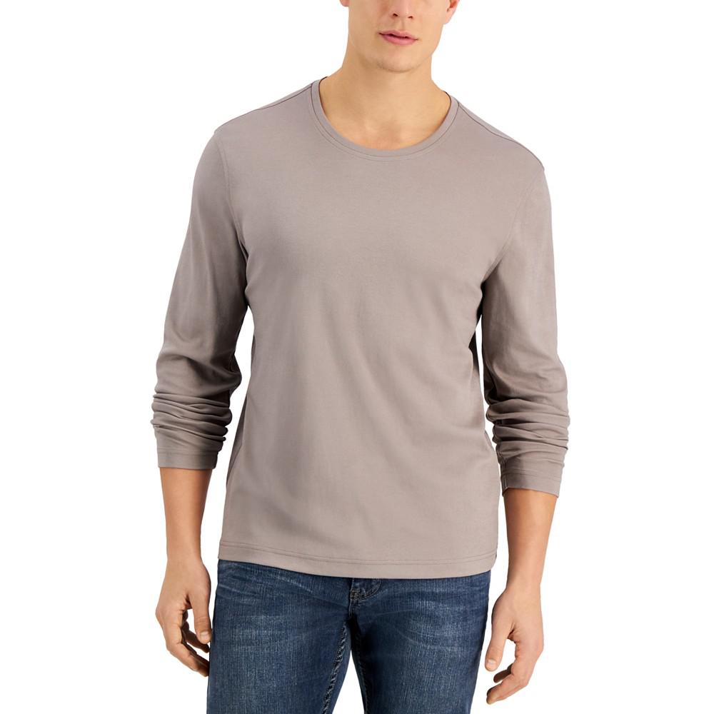 Men's Long Sleeve Supima Crewneck T-Shirt, Created for Macy's商品第1张图片规格展示