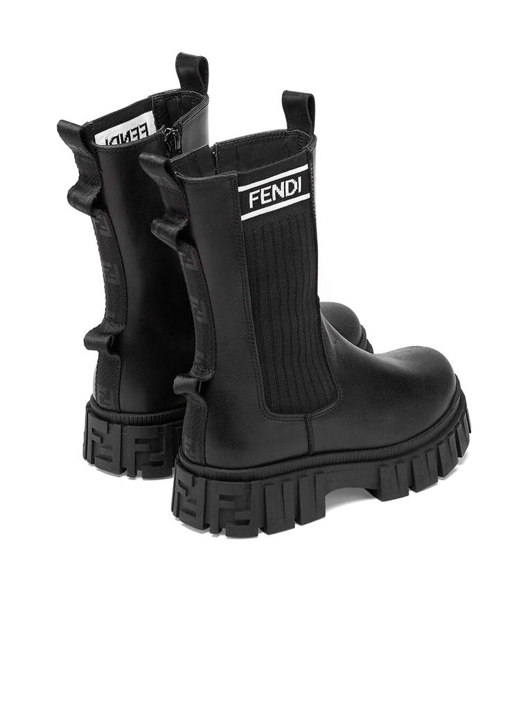Fendi Black Leather Junior Biker Boots商品第3张图片规格展示