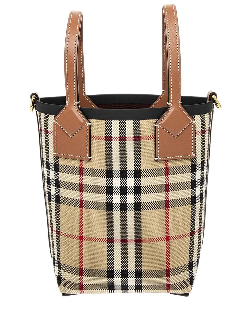 商品Burberry|Burberry London Mini Check Canvas & Leather Tote,价格¥7949,第2张图片详细描述