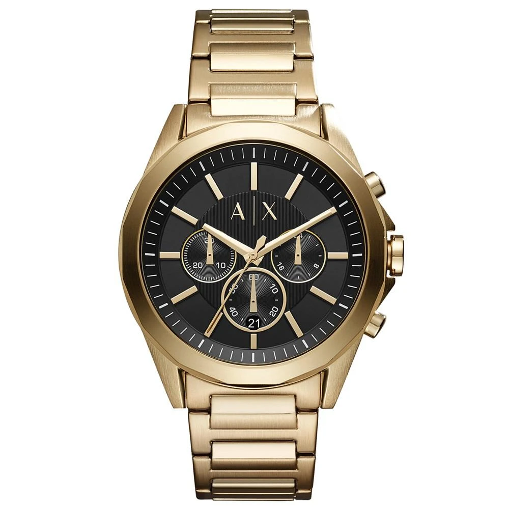 A|X Armani Exchange Men's Chronograph  Gold-Tone Stainless Steel Bracelet Watch 44mm 1