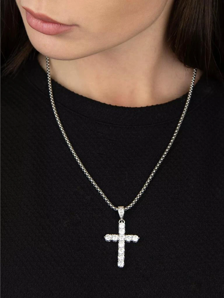 商品Darkai|18K White Gold-Plated &amp; Cubic Zirconia Cross Pendant Necklace,价格¥952,第2张图片详细描述