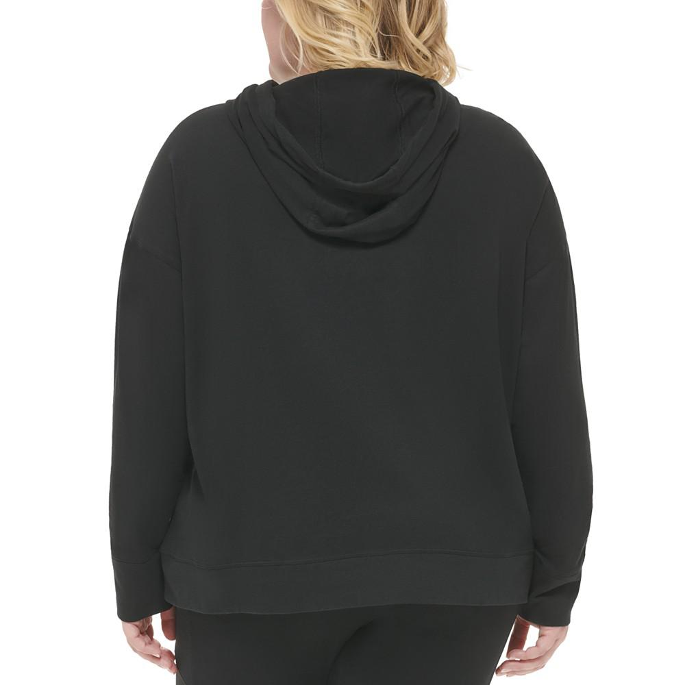 Plus Size Logo Cotton Hooded Sweatshirt商品第2张图片规格展示