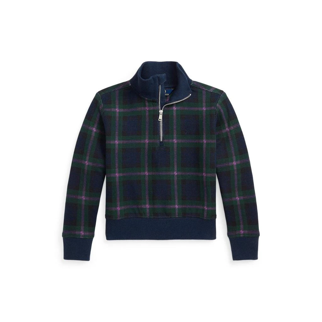 商品Ralph Lauren|Plaid Double-Knit 1/4 Zip Pullover (Little Kids),价格¥239,第1张图片