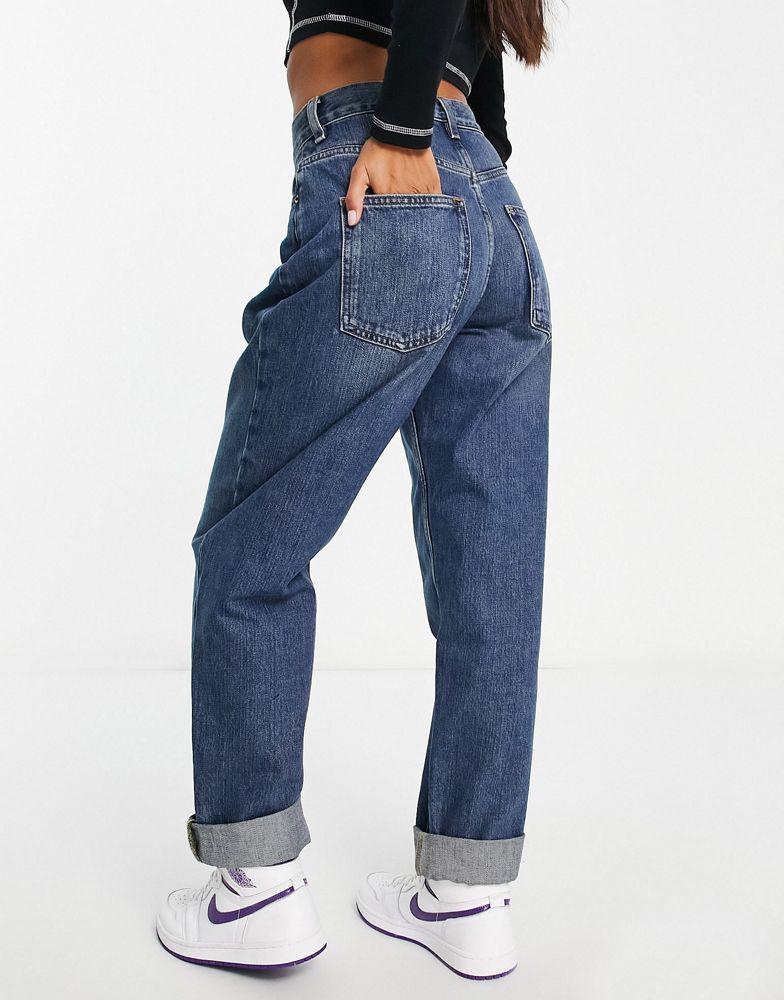 商品ASOS|ASOS DESIGN Petite slouchy mom jean in mid blue,价格¥220,第4张图片详细描述