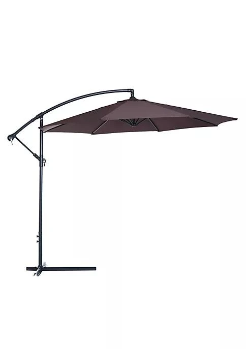 商品Outsunny|10 Cantilever Hanging Tilt Offset Patio Umbrella With Uv And Water Fighting Material And A Sturdy Stand Brown,价格¥992,第1张图片