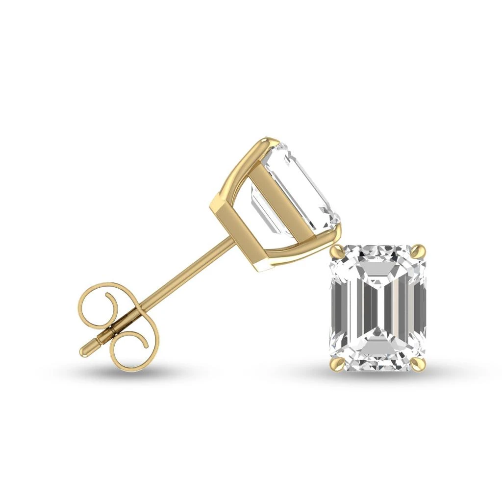 商品Lab Grown Diamonds|Lab Grown 1 CTW Emerald Cut Solitaire Diamond Earrings in 14K Yellow Gold,价格¥15782,第2张图片详细描述