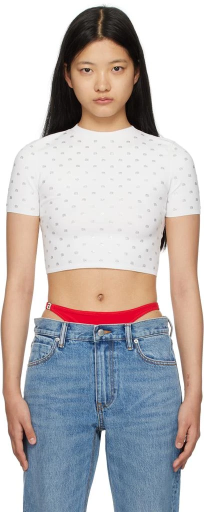 商品Alexander Wang|White Cropped Crystal T-Shirt,价格¥1660,第1张图片