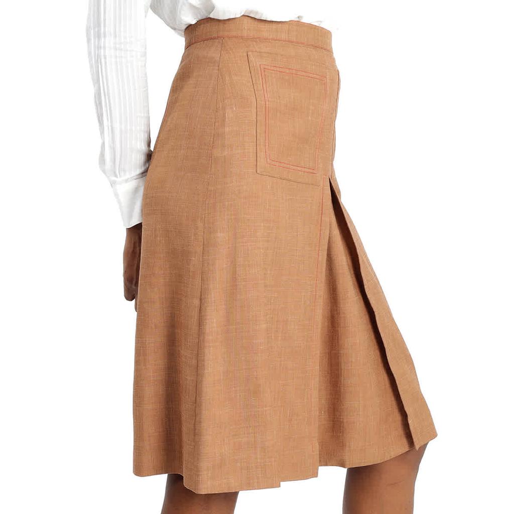 Ladies Topstitch Detail Wool-blend A-line Skirt商品第2张图片规格展示